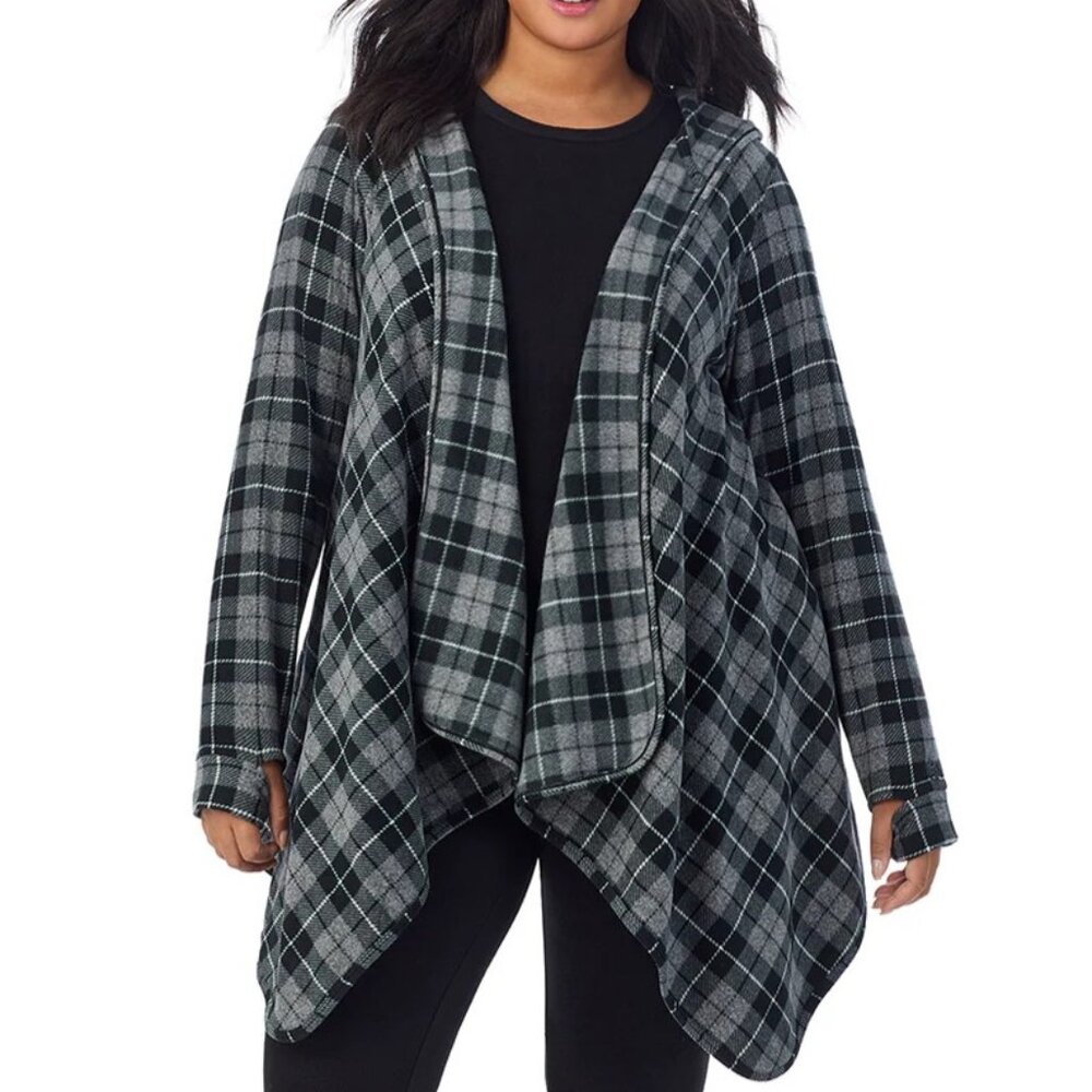 #1502 Fleecewear With Stretch Long Sleeve Hooded Wrap PLUS